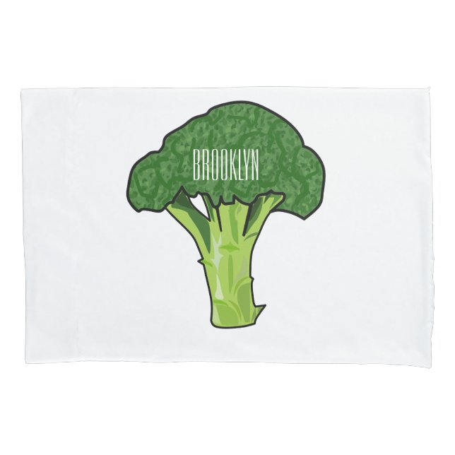 Broccoli cartoon illustration pillow case (Front)