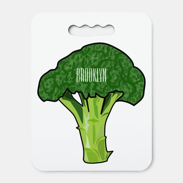 Broccoli cartoon illustration seat cushion (Front Vertical)