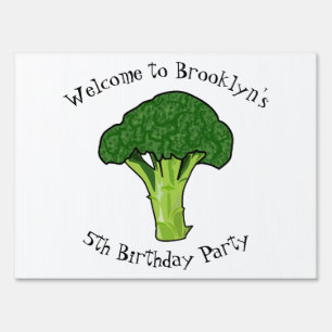 Broccoli cartoon illustration sign