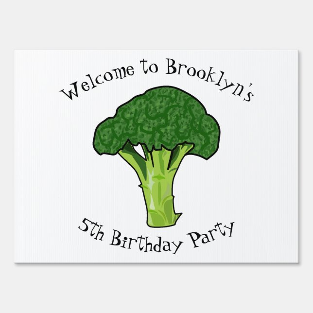 Broccoli cartoon illustration sign (Front)