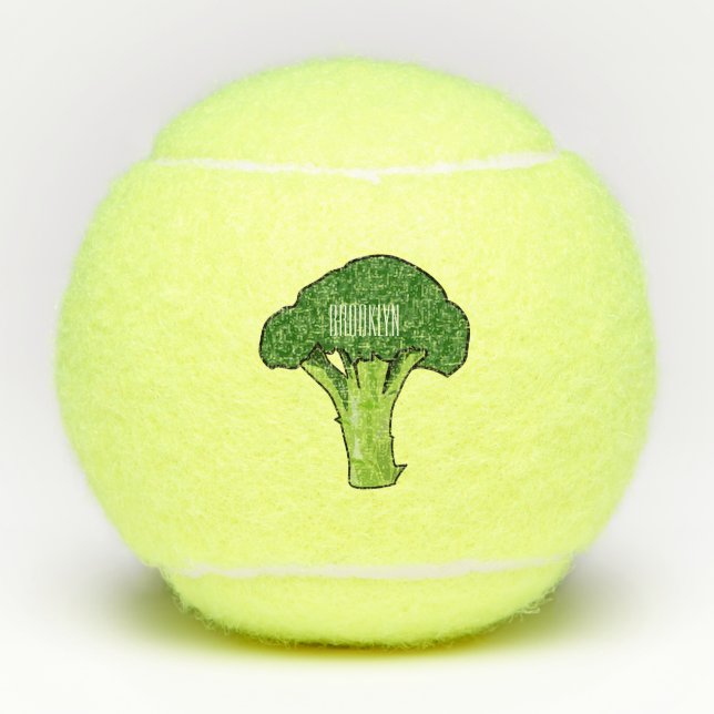 Broccoli cartoon illustration tennis balls (Front)