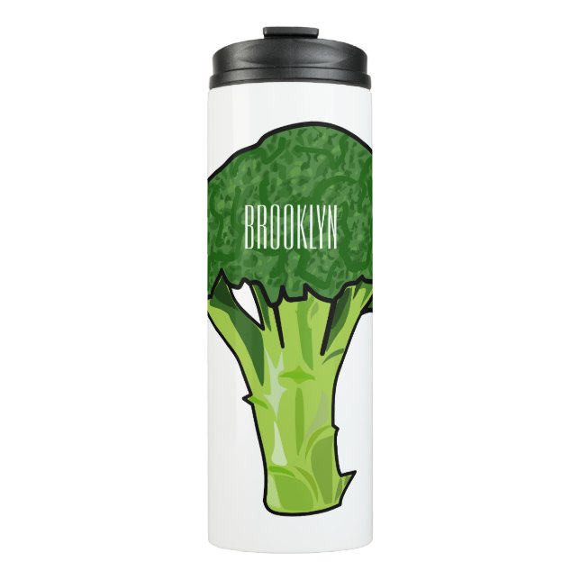 Broccoli cartoon illustration thermal tumbler (Front)