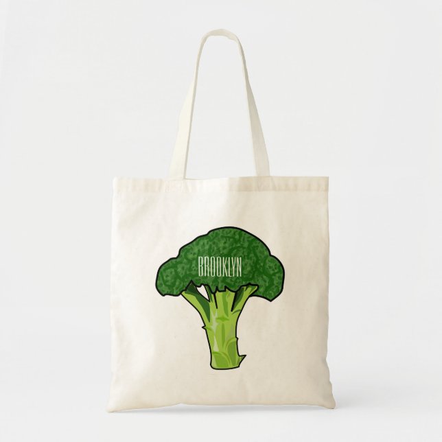 Broccoli cartoon illustration tote bag (Front)