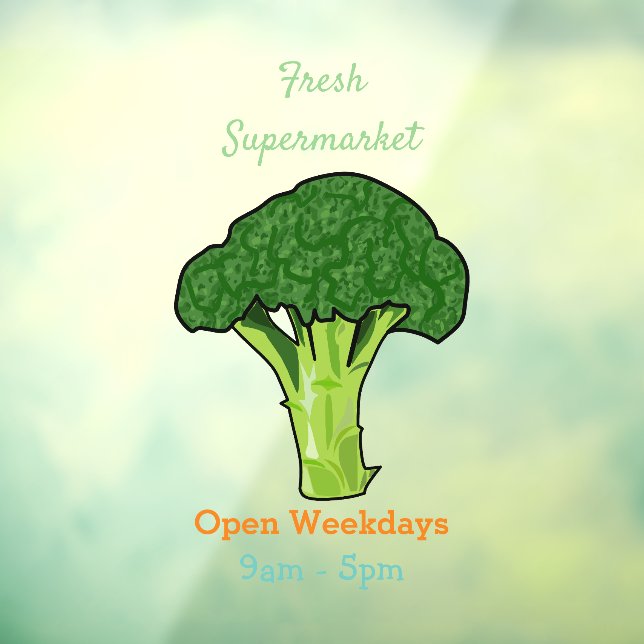 Broccoli cartoon illustration window cling (Sheet 3)