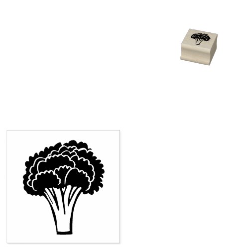 Broccoli Carved Linocut Look Clean Cut Rubber Stamp