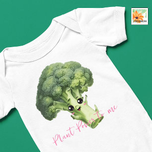Broccoli editable vegan baby funny outfit baby bodysuit