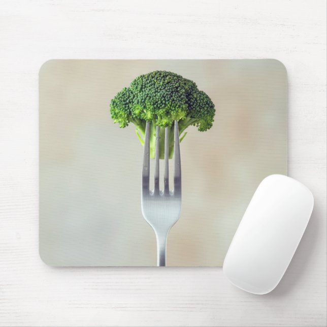 Broccoli Floret On a Fork Mouse Pad (With Mouse)