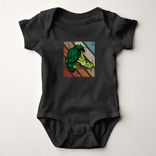 Broccoli Gift Retro Vegan Food Vegetables Broccoli Baby Bodysuit