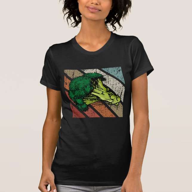 Broccoli Gift Retro Vegan Food Vegetables Broccoli T-Shirt (Front)