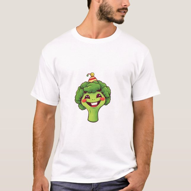 Broccoli in a Happy Hat T-Shirt (Front)