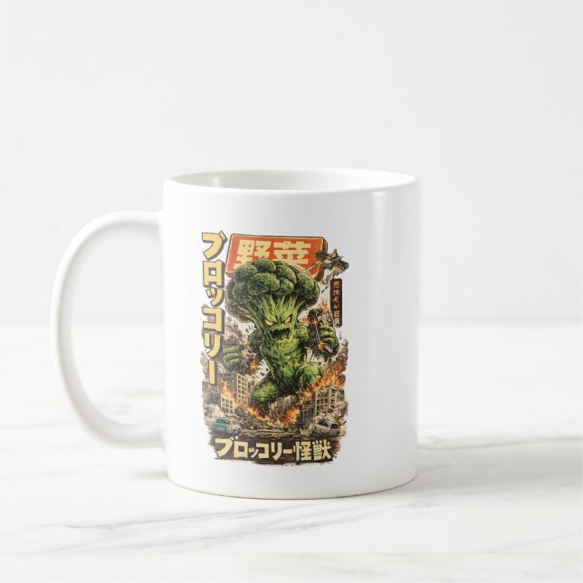 Broccoli Kaiju – Vegetable Apocalypse Coffee Mug (Left)