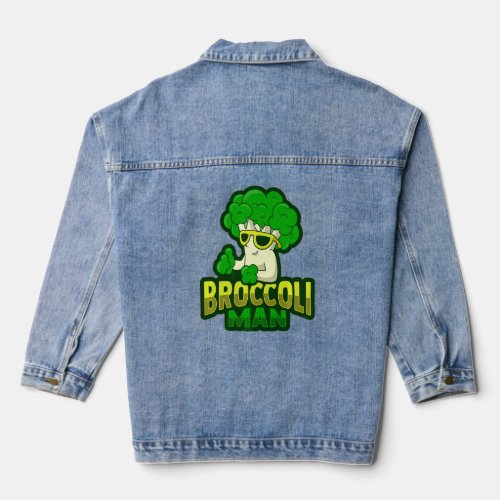 Broccoli Man Pun For A Vegan Food  Denim Jacket