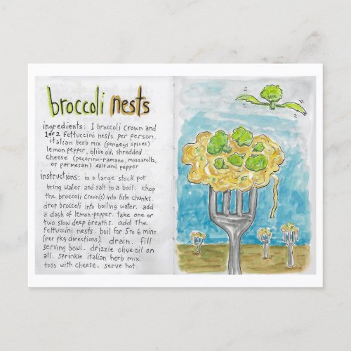 Broccoli Nests recipe postcard