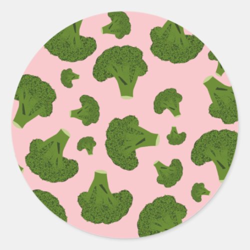 Broccoli Pattern Classic Round Sticker