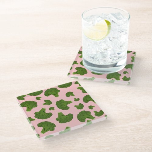 Broccoli Pattern Glass Coaster