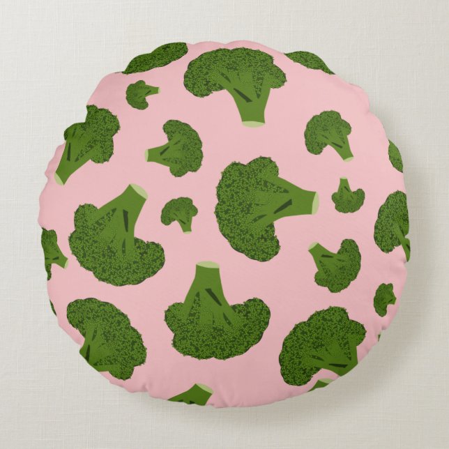 Broccoli Pattern Round Pillow (Front)