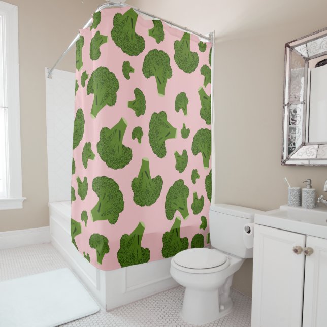 Broccoli Pattern Shower Curtain (In Situ)