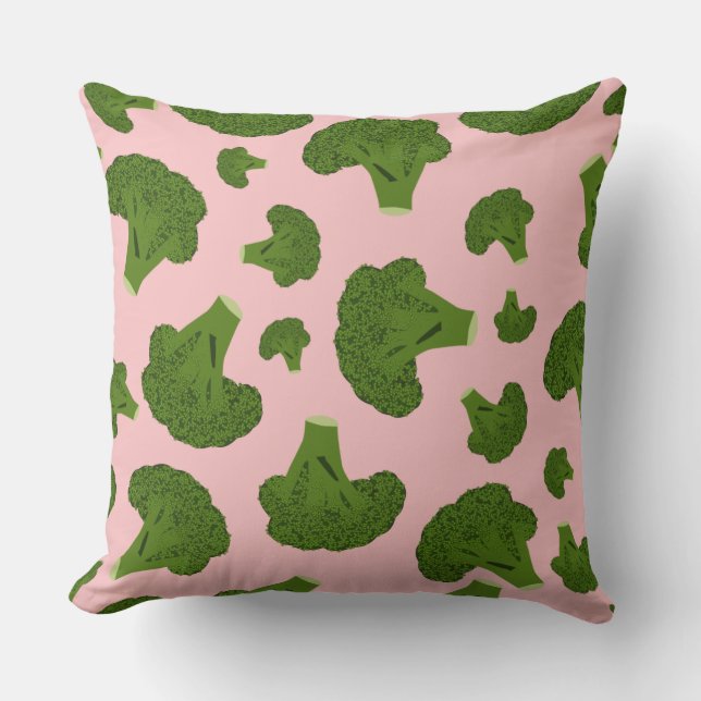 Broccoli Pattern Throw Pillow (Front)