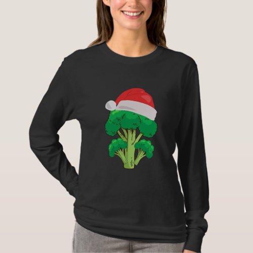 Broccoli Santa Hat Christmas Apparel Vegetarians  T_Shirt