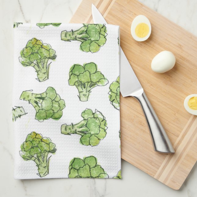 broccoli - scattered kitchen towel (Quarter Fold)