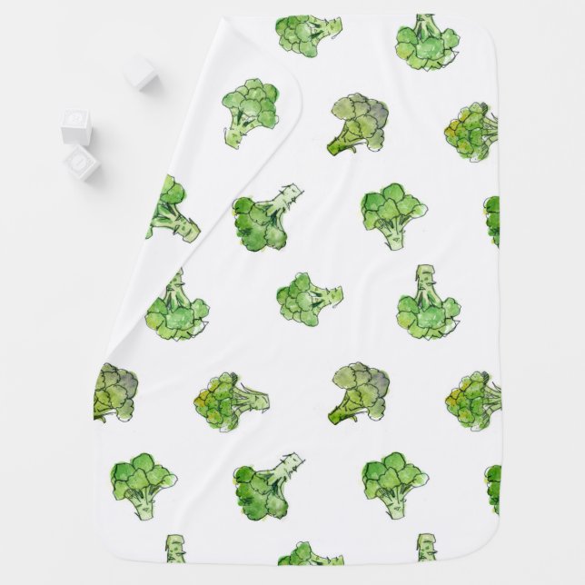 Broccoli – Scattered - Open Baby Blanket (In Situ)