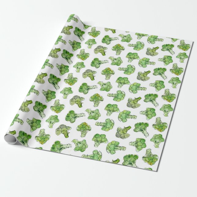 Broccoli – Scattered Wrapping Paper (Unrolled)