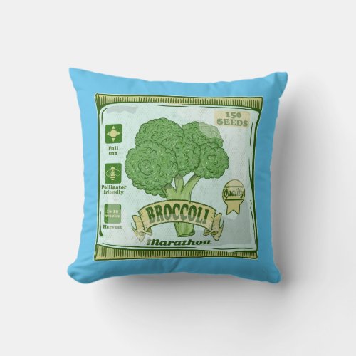 Broccoli Seeds growing vegetables Throw Pillow