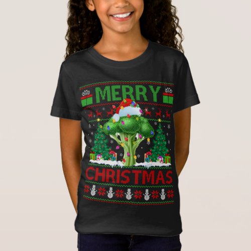 Broccoli Vegetable Lover Xmas Tree Ugly Broccoli C T_Shirt