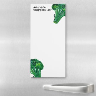 Broccoli Watercolor Custom Grocery Shopping List Magnetic Notepad