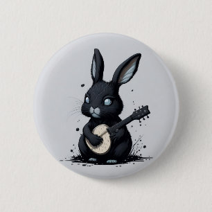 broche rabbi bunny guitar hobby funny button