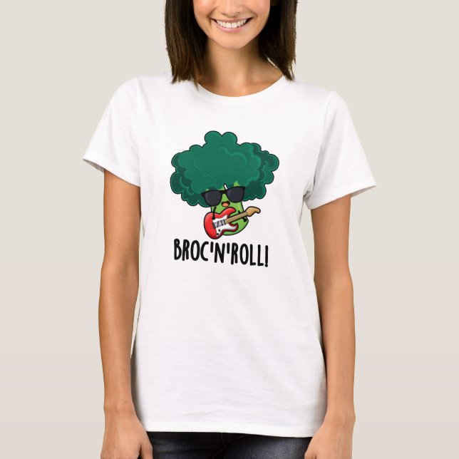 Brock n Roll Funny Veggie Broccoli Pun  T-Shirt (Front)