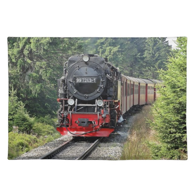 Brocken Railway Nostalgic Steam Locomotive Train Cloth Placemat (Front)
