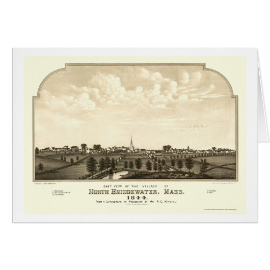 Brockton, MA Panoramic Map - 1844 Cards (Front Horizontal)