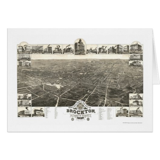 Brockton, MA Panoramic Map - 1882 Cards (Front Horizontal)
