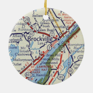 Brockville ON Vintage Map Ceramic Ornament
