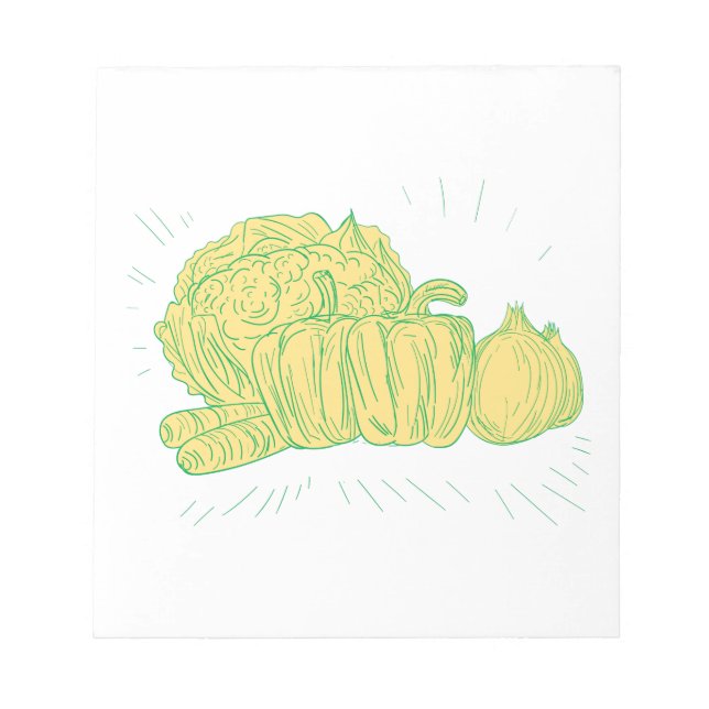 Brocolli Capsicum Onion Drawing Notepad (Front)