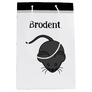 Brodent Bro Cartoon, Funny Gray Rat or Mouse Pun Medium Gift Bag