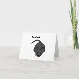 Brodent Bro Cartoon, Funny Gray Rat or Mouse Pun Note Card
