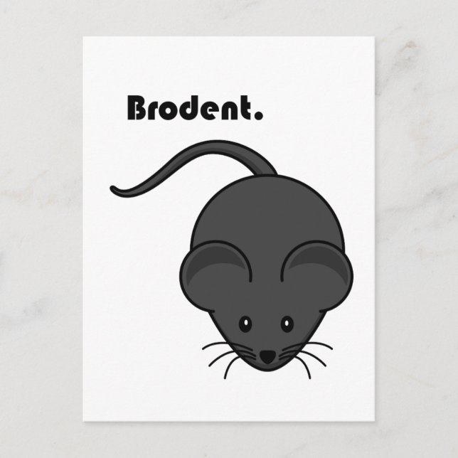 Brodent Bro Cartoon, Funny Gray Rat or Mouse Pun Postcard (Front)
