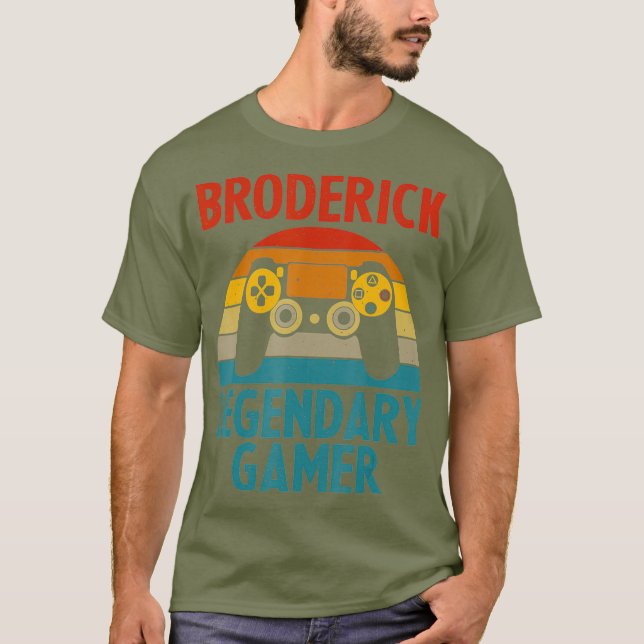 BRODERICK Gift Name Personalized Funny Gaming T-Shirt (Front)