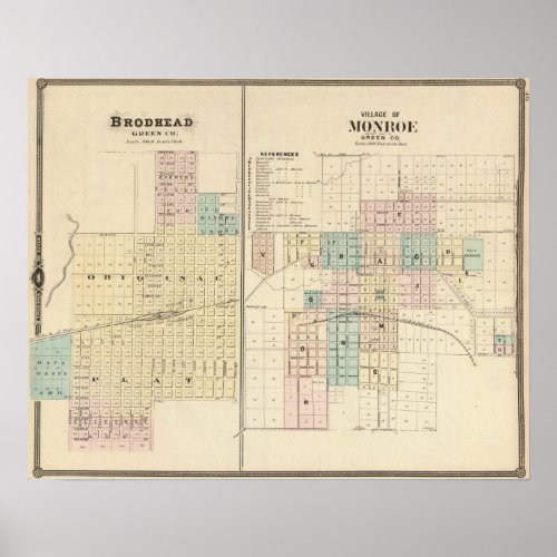 Brodhead and Village of Monroe Green Co Poster