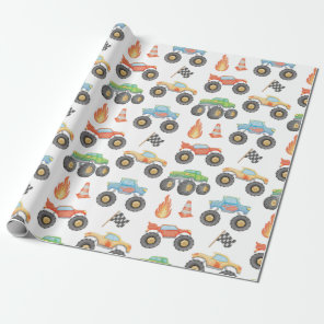 BRODI Colorful Monster Truck Boy Birthday Wrapping Paper