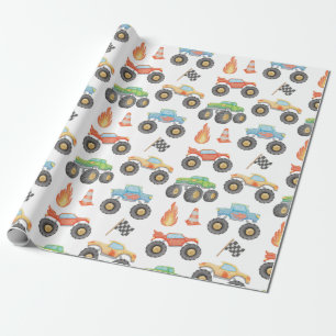 BRODI Colorful Monster Truck Boy Birthday Wrapping Paper