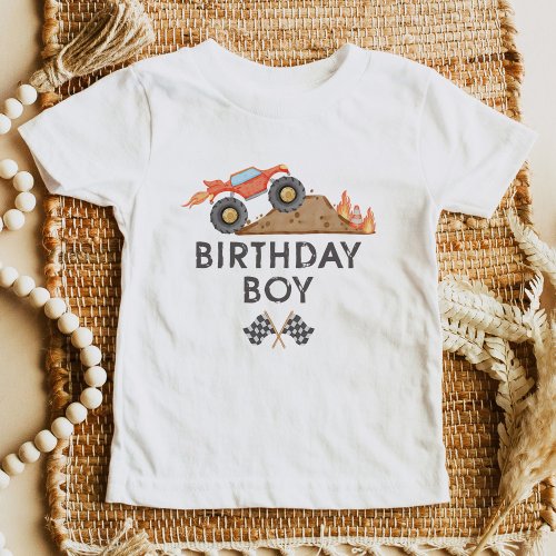 BRODI Red Monster Truck Birthday Boy Toddler T_shirt