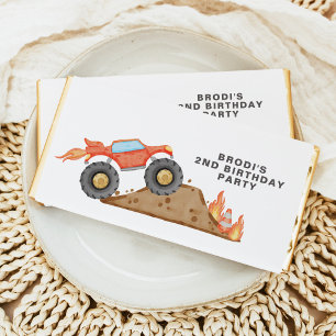 BRODI Red Monster Truck Boy Birthday Hershey Bar Favors