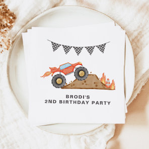 BRODI Red Monster Truck Boy Birthday Napkins