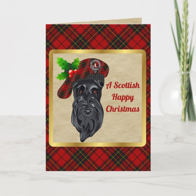 Brodie Badge & Tartan Personalized Xmas Card (Front)