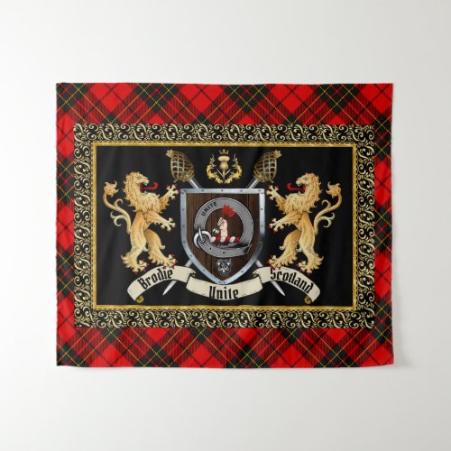 Brodie Clan Badge  Motto wLions  Tapestry