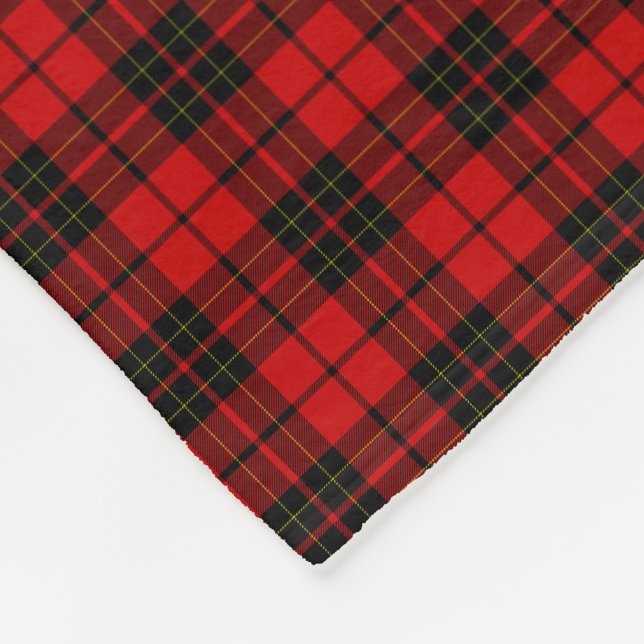 Brodie clan tartan red black plaid fleece blanket (Corner)