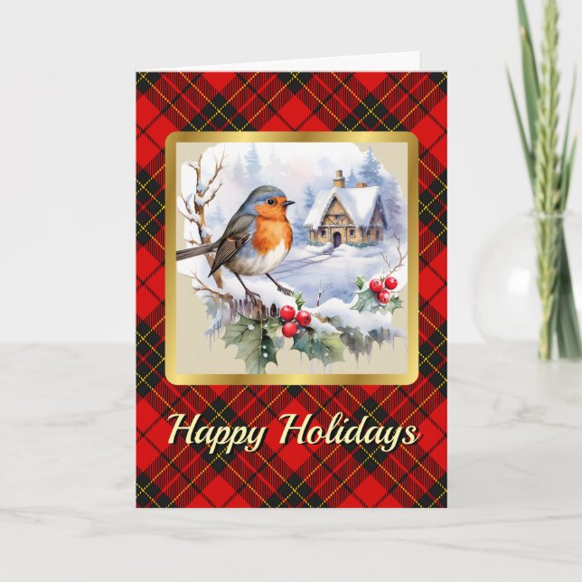Brodie Crest & Tartan w/Robin Personalized  Card (Front)